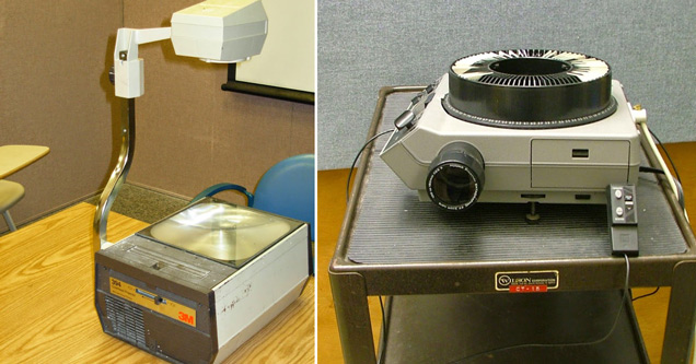 overhead and slide projectors