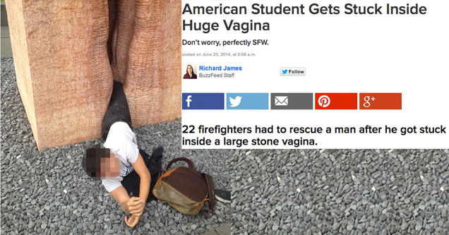 faith in humanity jokes - American Student Gets Stuck Inside Huge Vagina Don't worry, perfectly Sfw. posted on , at a.m. Richard James BuzzFeed Staff 22 firefighters had to rescue a man after he got stuck inside a large stone vagina. Sep