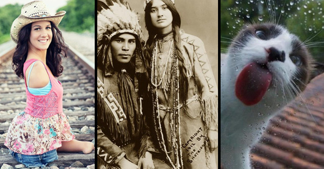 native americans and a cat