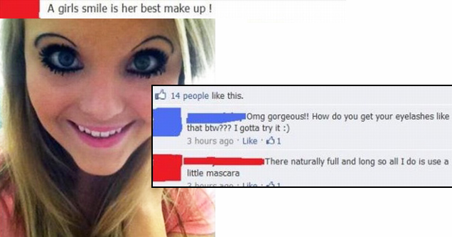 facebook comments thread next to selfie of a woman