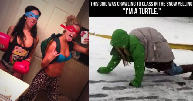 road turtle meme - This Girl Was Crawling To Class In The Snow Yelling 