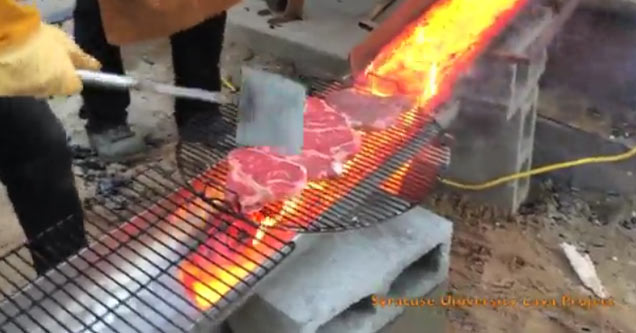 Grilling Steaks With Lava