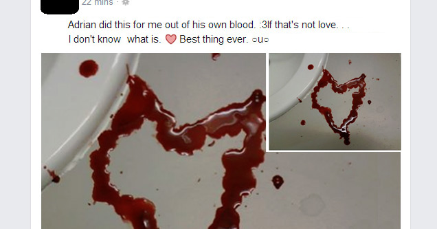 cringy social media posts - 22 mins Adrian did this for me out of his own blood. 3If that's not love. .. I don't know what is. Best thing ever. ouo Comment