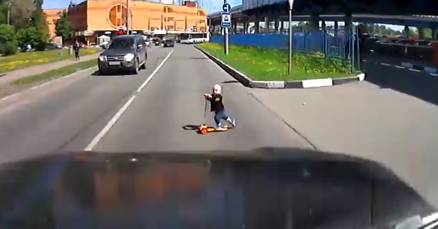 Little Kid Doesn't Give A Damn About Traffic