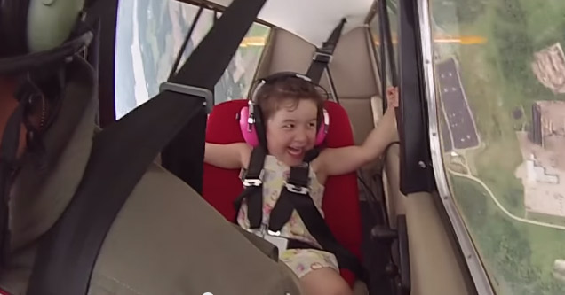 Little Girl Loves Her First Stunt Flight