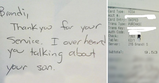 A Random Act Of Kindness From A Stranger To A Waitress