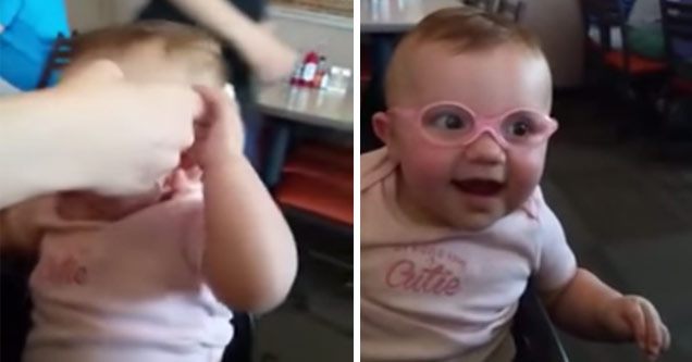 Baby Wears Glasses For The 1st Time