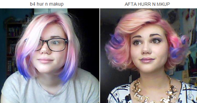 tumblr - funny tumblr hair - divinedorothy b4 hur n makup Afta Hurr N Mkup Source divinedorothy