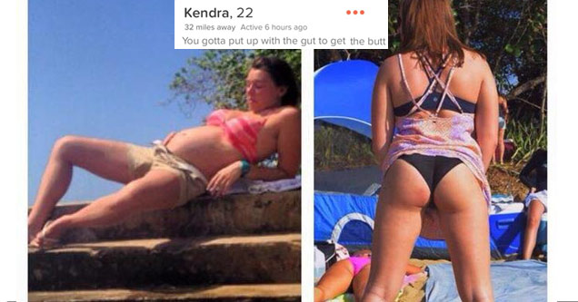 tinder - tinder legs 1 2 - ...00 At&T 1 81% Done Done .000 Kendra, 22 32 miles away Active 6 hours ago You gotta put up with the gut to get the butt The only thing that's not goofy about me is my stance