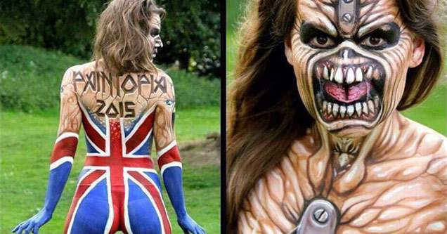 woman with body paint cosplay of british predator