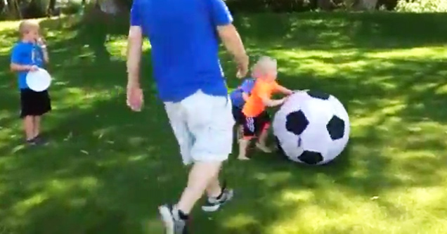 Dad Pisses Off His Boy With a Soccer Ball Not Once But Twice!