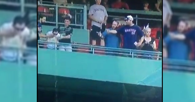 Red Sox Fan Pukes On People Below Him