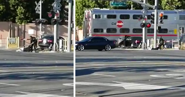 Cop Saves Man's Life Seconds Before Train Hits His Car