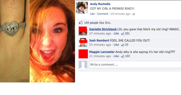 facebook fights that ended badly - Andy Rochelle Got My Girl A Promise Ring!!! Comment 29 minutes ago 104 people this. Danielle Strickland Lol you gave that bitch my old ring? . 27 minutes ago 201 Josh Rembart Fool She Called You Outi 25 minutes ago. 33 M