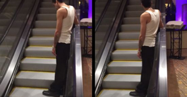 Drunk Guy Rides World's Longest Escalator