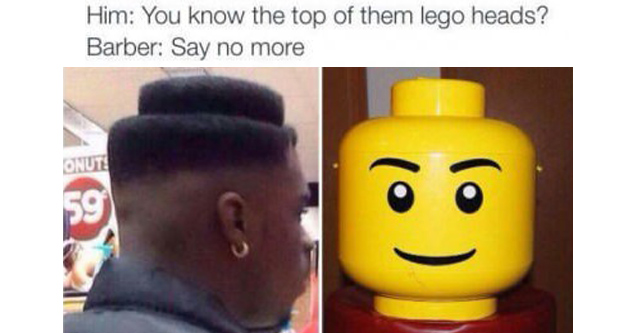 26 Most Ghetto Haircuts From Humanity | lego skin fade - Black Barber Cuts BlackBarberCuts ing Barber What you want fam? Him You know the top of them lego heads? Barber Say no more o 372271,