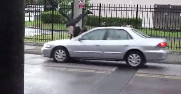 Skater Gets Nailed By Passing Car