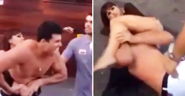 Girl Leg Locks Her Man To Stop Fight