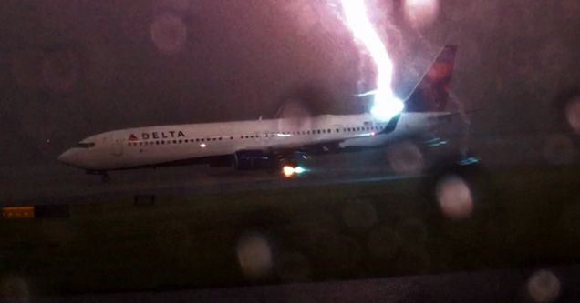 Lightning Strikes Delta Airplane