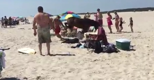 Lifeguard Gets His Ass Kicked On The Beach