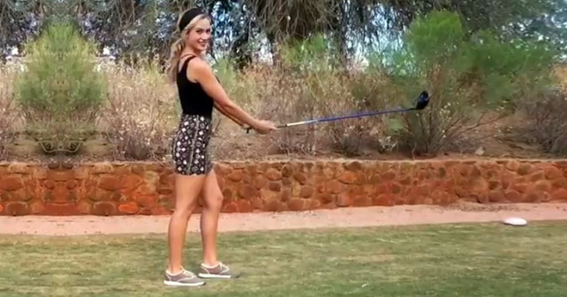 Sexy Golfer Paige Spiranac Does The Happy Gilmore Shot