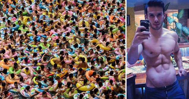 20 Odd and WTF Photos | This pool in China with over 8000 people in it | fucking weird memes