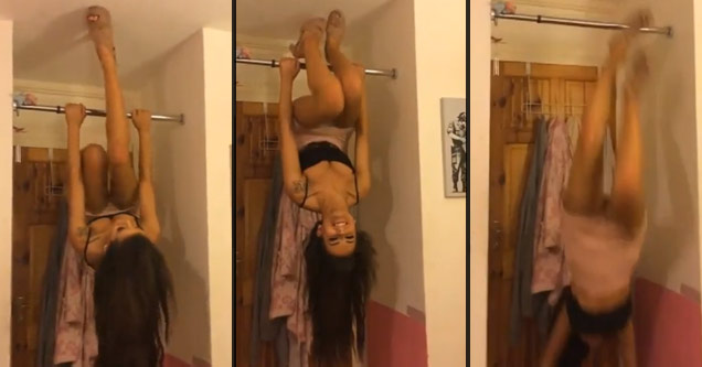 Drunk Girl Gets A Lesson In Gravity