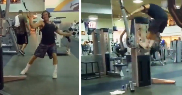 Crazy Guy Doing Crossfit At The Gym