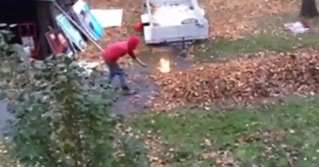 Guy Has A Unique Way To Make Yard Work Fun