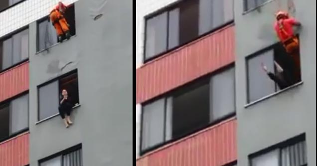 Fireman Saves A Suicidal Woman By Drop-Kicking Her In the Face