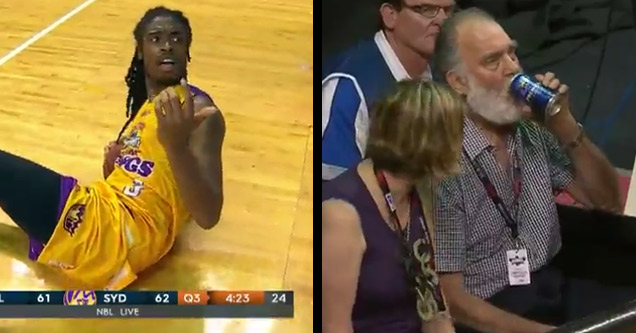 Fan Dumps Beer On Basketball Players Head