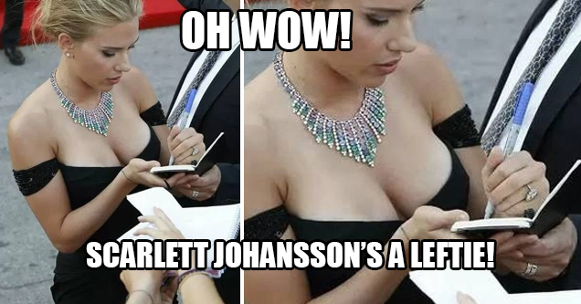 scarlett johansson is a leftie - Oh Wow! Scarlett Johansson'S A Leftie!