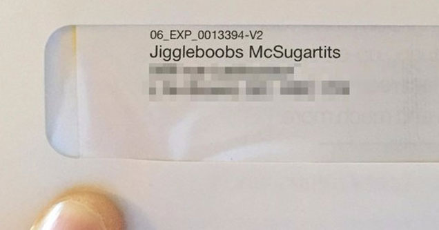 letter addressed to boobs