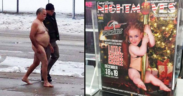 naked man walking in snow and short stripper