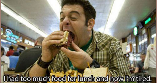 adam richman food - I had too much food for lunch and now I'm tired.