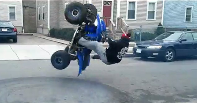 ATV Stunt Ends With A Hard Wipeout