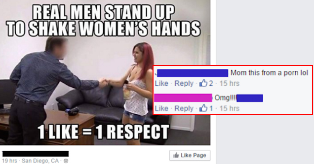 real men stand up to shake women's hands