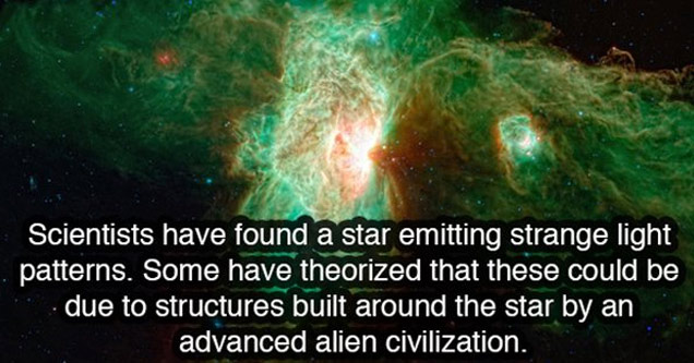 universe - Scientists have found a star emitting strange light patterns. Some have theorized that these could be due to structures built around the star by an advanced alien civilization.