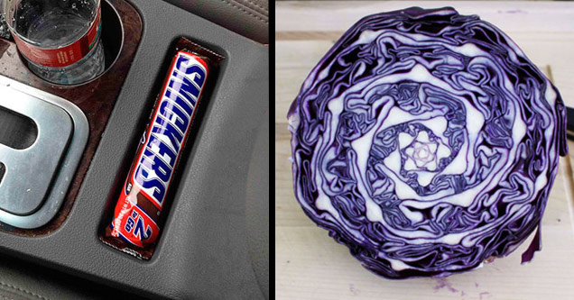 snickers bar fitting perfectly into car's concosle