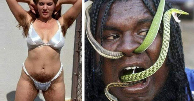 hairy woman bikini | crazy snake