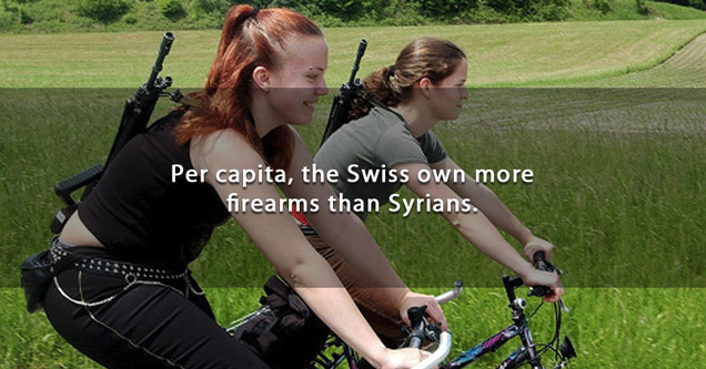 switzerland guns - Per capita, the Swiss own more firearms than Syrians.