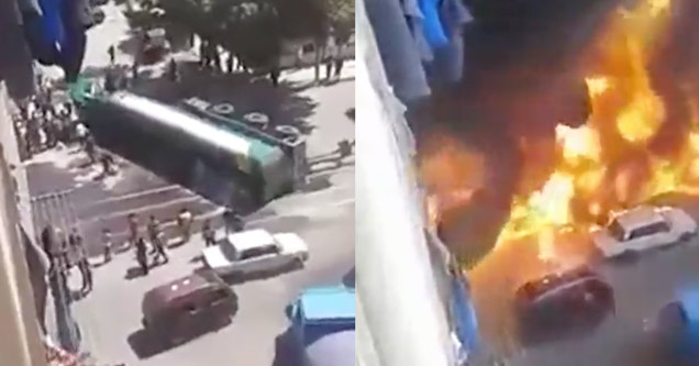 Fuel truck in Alexandria, Egypt ignites after flipping over