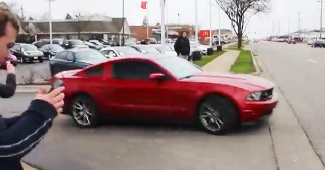 Douchebag Wrecks His Shiny New Mustang