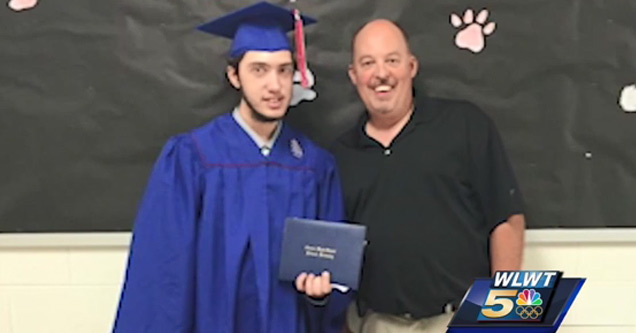 disabled teen with father graduating high school