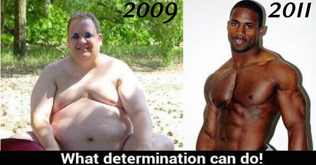 before and after pics of an overweight white man who later became a muscled black man