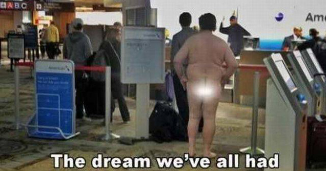 naked person standing in line