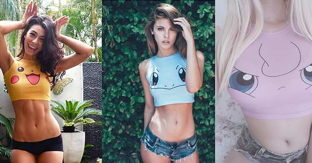 girl wearing pokemon crop tops