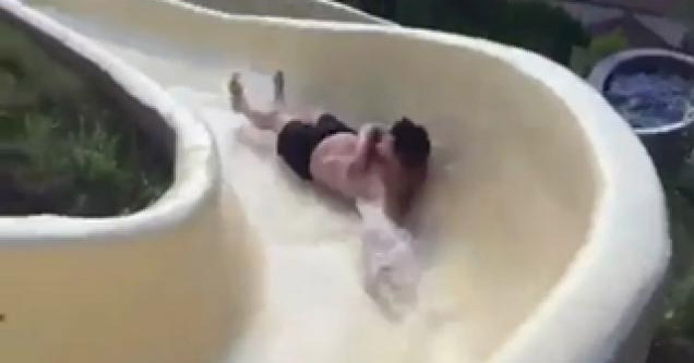 waterslide fall into cliff edge