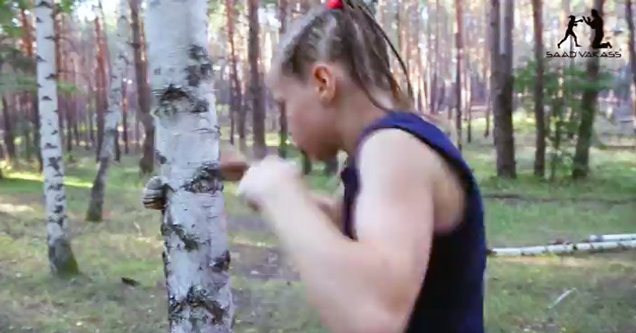 Little Girl Turns Tree Into Sawdust