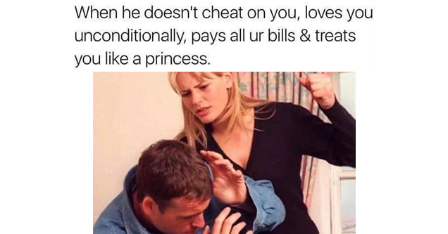 Savage meme of punching a man because he treats her right